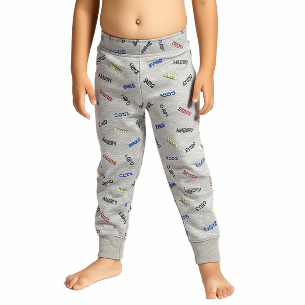 Garanimals Sweatpants 18 Months Heather Grey Allover Word Print Happy Cozy NEW
